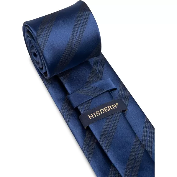 HISDERN Mens Tie Striped Ties and Handkerchief Set Business Formal Woven Pocket Square Wedding College Stripe Necktie