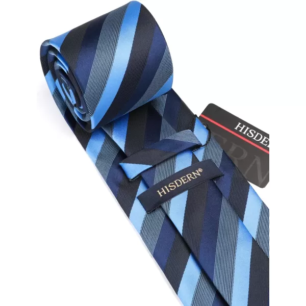 HISDERN Mens Tie Striped Ties and Handkerchief Set Business Formal Woven Pocket Square Wedding College Stripe Necktie