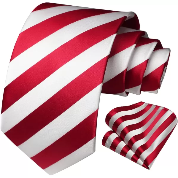 HISDERN Mens Tie Striped Ties and Handkerchief Set Business Formal Woven Pocket Square Wedding College Stripe Necktie