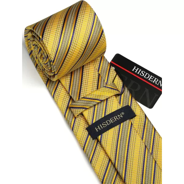 HISDERN Mens Tie Striped Ties and Handkerchief Set Business Formal Woven Pocket Square Wedding College Stripe Necktie
