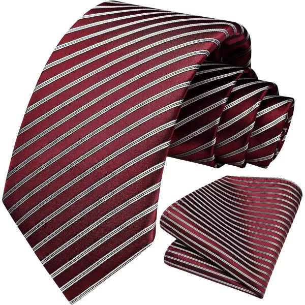 HISDERN Mens Tie Striped Ties and Handkerchief Set Business Formal Woven Pocket Square Wedding College Stripe Necktie