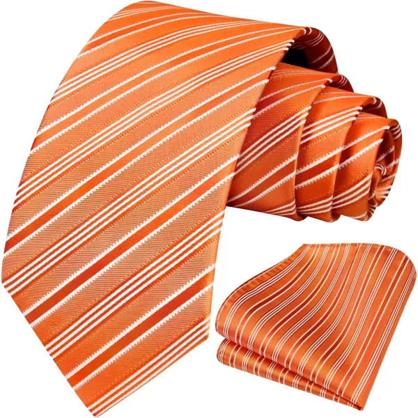 HISDERN Mens Tie Striped Ties and Handkerchief Set Business Formal Woven Pocket Square Wedding College Stripe Necktie