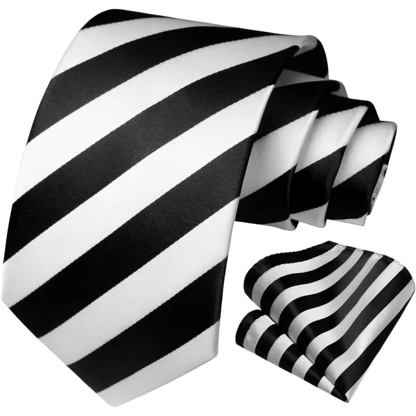 HISDERN Mens Tie Striped Ties and Handkerchief Set Business Formal Woven Pocket Square Wedding College Stripe Necktie