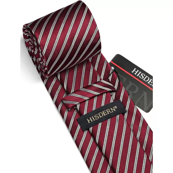 HISDERN Mens Tie Striped Ties and Handkerchief Set Business Formal Woven Pocket Square Wedding College Stripe Necktie