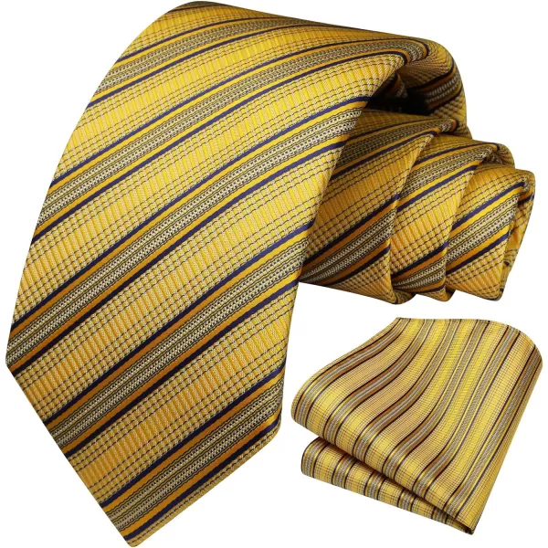 HISDERN Mens Tie Striped Ties and Handkerchief Set Business Formal Woven Pocket Square Wedding College Stripe Necktie