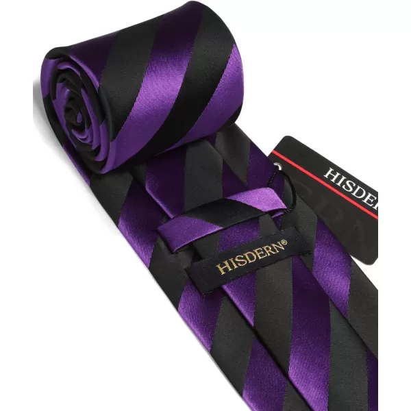 HISDERN Mens Tie Striped Ties and Handkerchief Set Business Formal Woven Pocket Square Wedding College Stripe Necktie