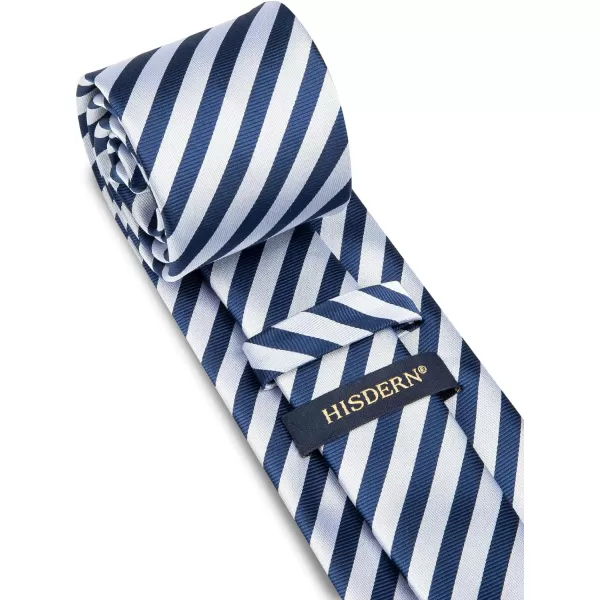 HISDERN Mens Tie Striped Ties and Handkerchief Set Business Formal Woven Pocket Square Wedding College Stripe Necktie