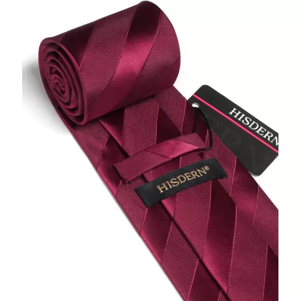 HISDERN Mens Tie Striped Ties and Handkerchief Set Business Formal Woven Pocket Square Wedding College Stripe Necktie