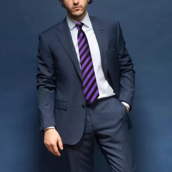 HISDERN Mens Tie Striped Ties and Handkerchief Set Business Formal Woven Pocket Square Wedding College Stripe Necktie