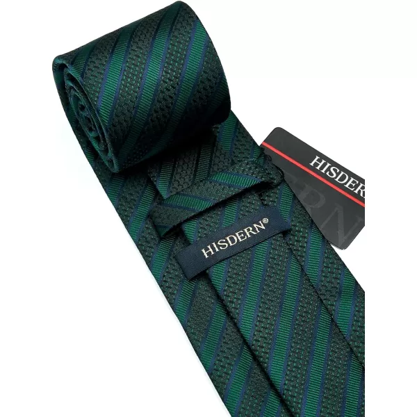HISDERN Mens Tie Striped Ties and Handkerchief Set Business Formal Woven Pocket Square Wedding College Stripe Necktie
