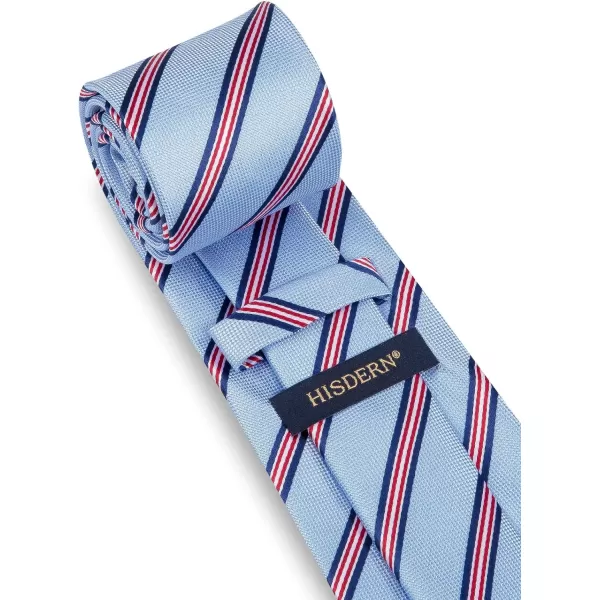 HISDERN Mens Tie Striped Ties and Handkerchief Set Business Formal Woven Pocket Square Wedding College Stripe Necktie