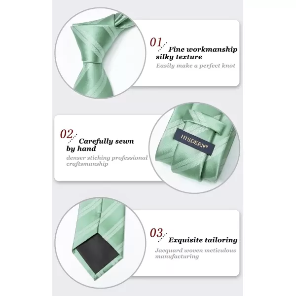 HISDERN Mens Tie Striped Ties and Handkerchief Set Business Formal Woven Pocket Square Wedding College Stripe Necktie