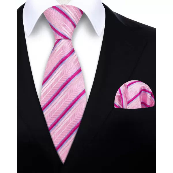 HISDERN Mens Tie Striped Ties and Handkerchief Set Business Formal Woven Pocket Square Wedding College Stripe Necktie