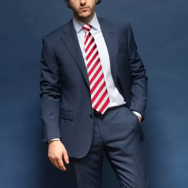 HISDERN Mens Tie Striped Ties and Handkerchief Set Business Formal Woven Pocket Square Wedding College Stripe Necktie