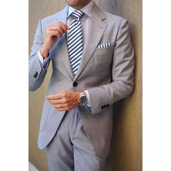 HISDERN Mens Tie Striped Ties and Handkerchief Set Business Formal Woven Pocket Square Wedding College Stripe Necktie