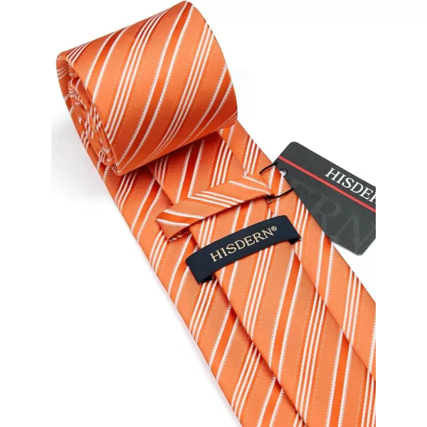HISDERN Mens Tie Striped Ties and Handkerchief Set Business Formal Woven Pocket Square Wedding College Stripe Necktie