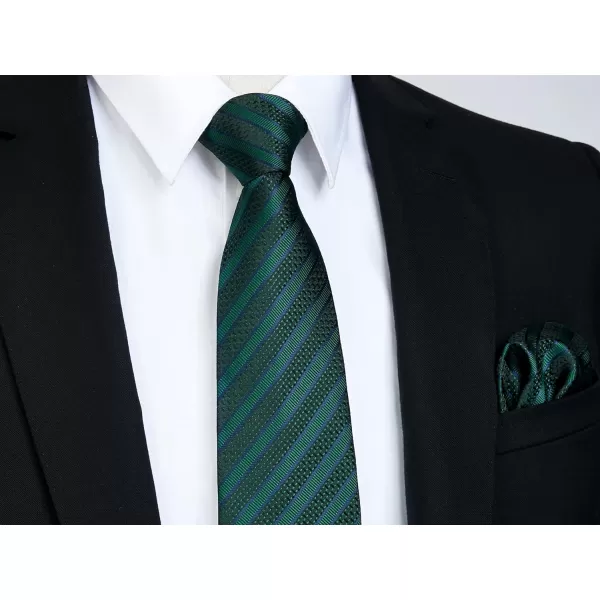 HISDERN Mens Tie Striped Ties and Handkerchief Set Business Formal Woven Pocket Square Wedding College Stripe Necktie