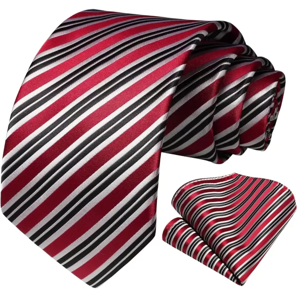 HISDERN Mens Tie Striped Ties and Handkerchief Set Business Formal Woven Pocket Square Wedding College Stripe Necktie