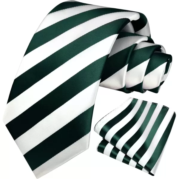 HISDERN Mens Tie Striped Ties and Handkerchief Set Business Formal Woven Pocket Square Wedding College Stripe Necktie