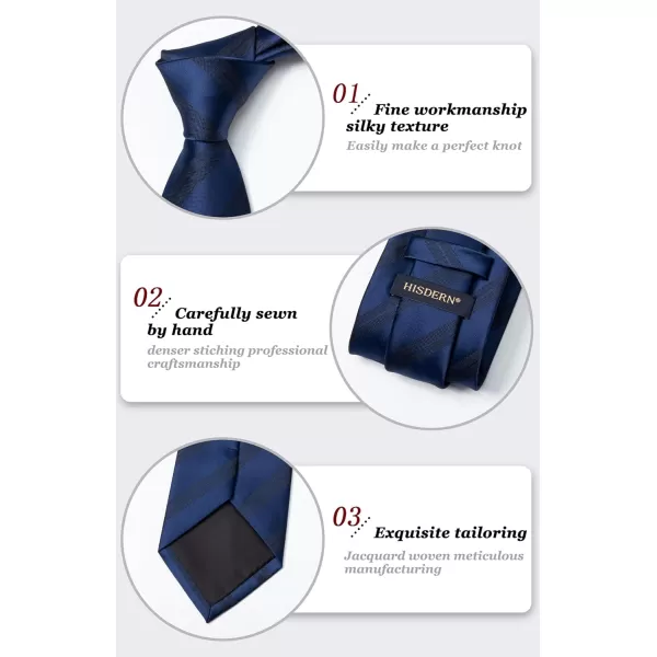 HISDERN Mens Tie Striped Ties and Handkerchief Set Business Formal Woven Pocket Square Wedding College Stripe Necktie