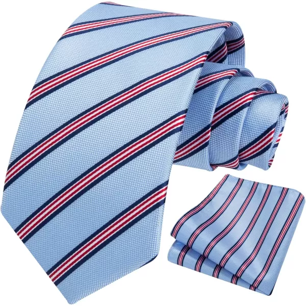 HISDERN Mens Tie Striped Ties and Handkerchief Set Business Formal Woven Pocket Square Wedding College Stripe Necktie