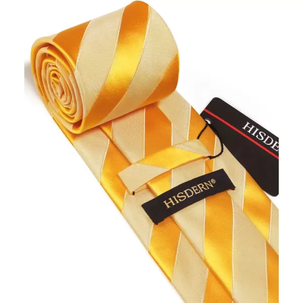 HISDERN Mens Tie Striped Ties and Handkerchief Set Business Formal Woven Pocket Square Wedding College Stripe Necktie