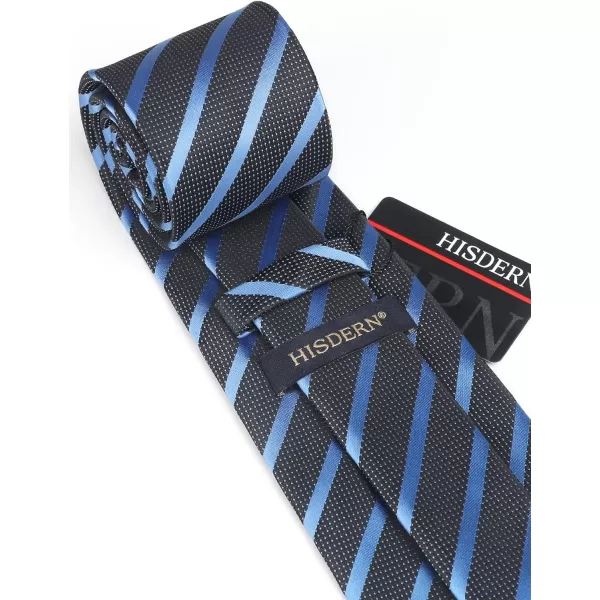 HISDERN Mens Tie Striped Ties and Handkerchief Set Business Formal Woven Pocket Square Wedding College Stripe Necktie