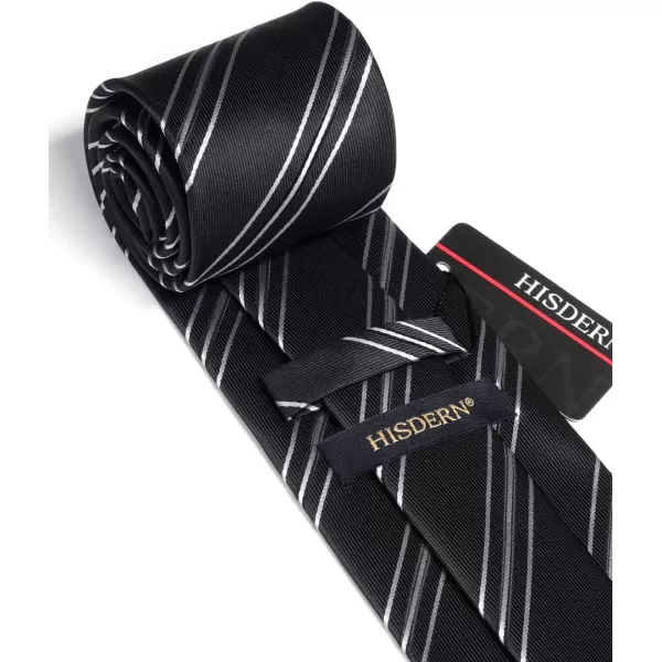 HISDERN Mens Tie Striped Ties and Handkerchief Set Business Formal Woven Pocket Square Wedding College Stripe Necktie