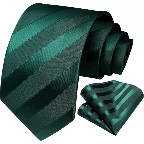 HISDERN Mens Tie Striped Ties and Handkerchief Set Business Formal Woven Pocket Square Wedding College Stripe Necktie