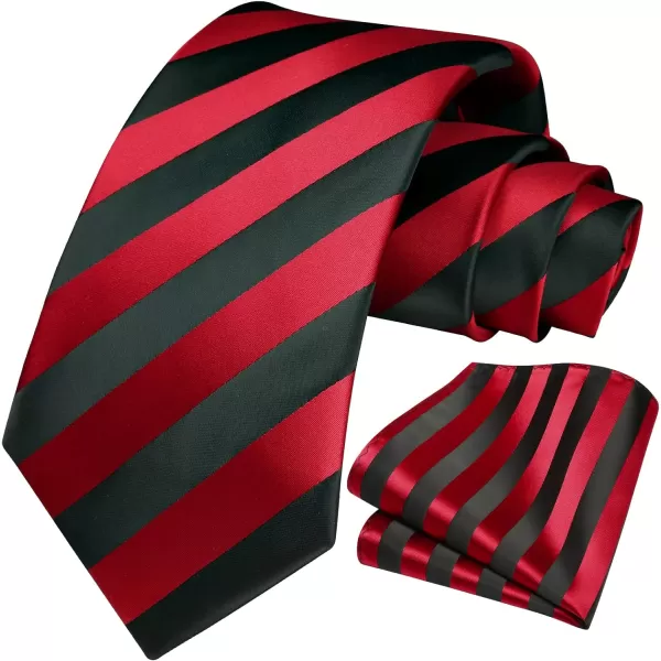 HISDERN Mens Tie Striped Ties and Handkerchief Set Business Formal Woven Pocket Square Wedding College Stripe Necktie