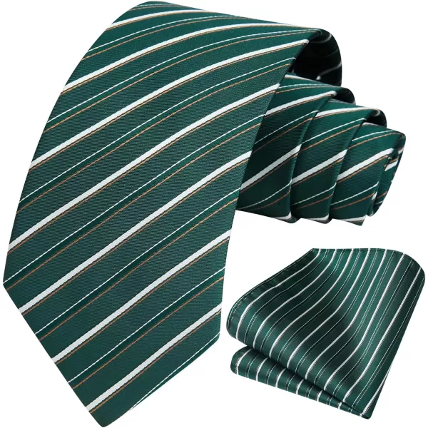 HISDERN Mens Tie Striped Ties and Handkerchief Set Business Formal Woven Pocket Square Wedding College Stripe Necktie