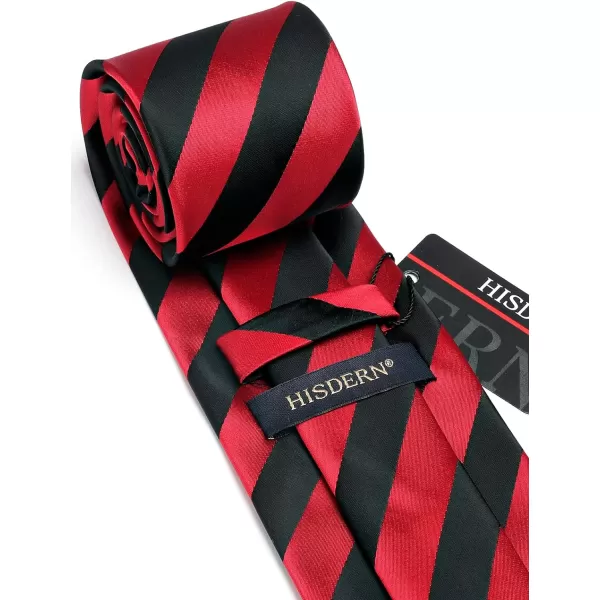 HISDERN Mens Tie Striped Ties and Handkerchief Set Business Formal Woven Pocket Square Wedding College Stripe Necktie