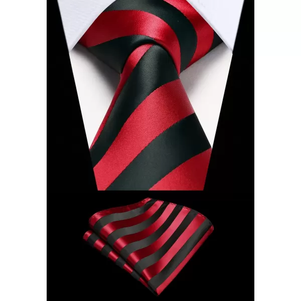 HISDERN Mens Tie Striped Ties and Handkerchief Set Business Formal Woven Pocket Square Wedding College Stripe Necktie