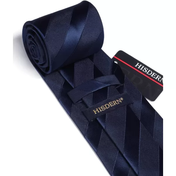 HISDERN Mens Tie Striped Ties and Handkerchief Set Business Formal Woven Pocket Square Wedding College Stripe Necktie