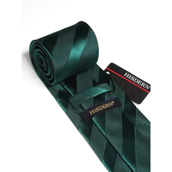 HISDERN Mens Tie Striped Ties and Handkerchief Set Business Formal Woven Pocket Square Wedding College Stripe Necktie