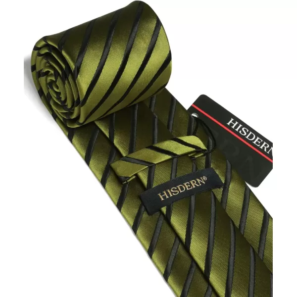 HISDERN Mens Tie Striped Ties and Handkerchief Set Business Formal Woven Pocket Square Wedding College Stripe Necktie