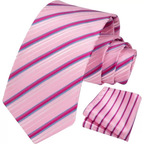 HISDERN Mens Tie Striped Ties and Handkerchief Set Business Formal Woven Pocket Square Wedding College Stripe Necktie