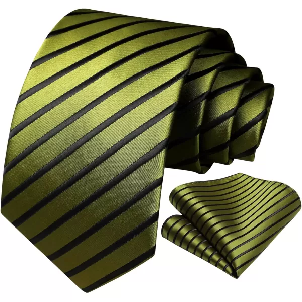HISDERN Mens Tie Striped Ties and Handkerchief Set Business Formal Woven Pocket Square Wedding College Stripe Necktie