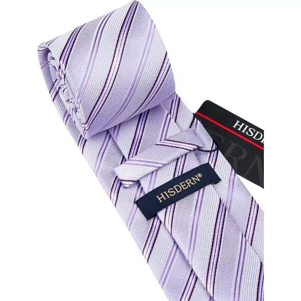 HISDERN Mens Tie Striped Ties and Handkerchief Set Business Formal Woven Pocket Square Wedding College Stripe Necktie