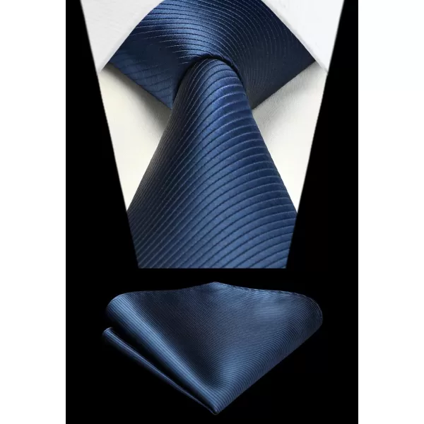 HISDERN Mens Tie Striped Ties and Handkerchief Set Business Formal Woven Pocket Square Wedding College Stripe Necktie