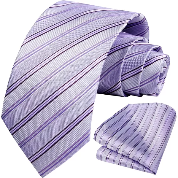 HISDERN Mens Tie Striped Ties and Handkerchief Set Business Formal Woven Pocket Square Wedding College Stripe Necktie