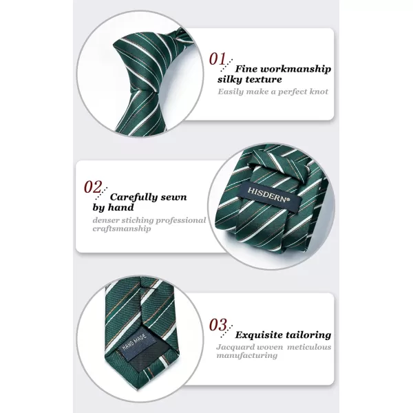 HISDERN Mens Tie Striped Ties and Handkerchief Set Business Formal Woven Pocket Square Wedding College Stripe Necktie