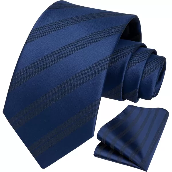 HISDERN Mens Tie Striped Ties and Handkerchief Set Business Formal Woven Pocket Square Wedding College Stripe Necktie