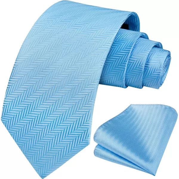 HISDERN Mens Tie Striped Ties and Handkerchief Set Business Formal Woven Pocket Square Wedding College Stripe Necktie