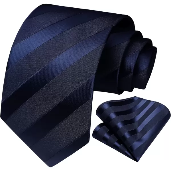 HISDERN Mens Tie Striped Ties and Handkerchief Set Business Formal Woven Pocket Square Wedding College Stripe Necktie