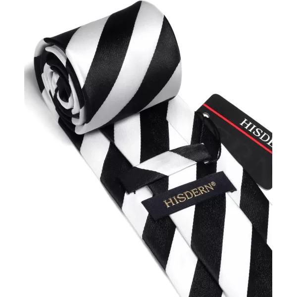 HISDERN Mens Tie Striped Ties and Handkerchief Set Business Formal Woven Pocket Square Wedding College Stripe Necktie