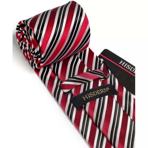 HISDERN Mens Tie Striped Ties and Handkerchief Set Business Formal Woven Pocket Square Wedding College Stripe Necktie