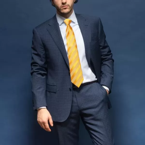 HISDERN Mens Tie Striped Ties and Handkerchief Set Business Formal Woven Pocket Square Wedding College Stripe Necktie