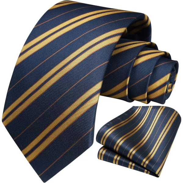 HISDERN Mens Tie Striped Ties and Handkerchief Set Business Formal Woven Pocket Square Wedding College Stripe Necktie