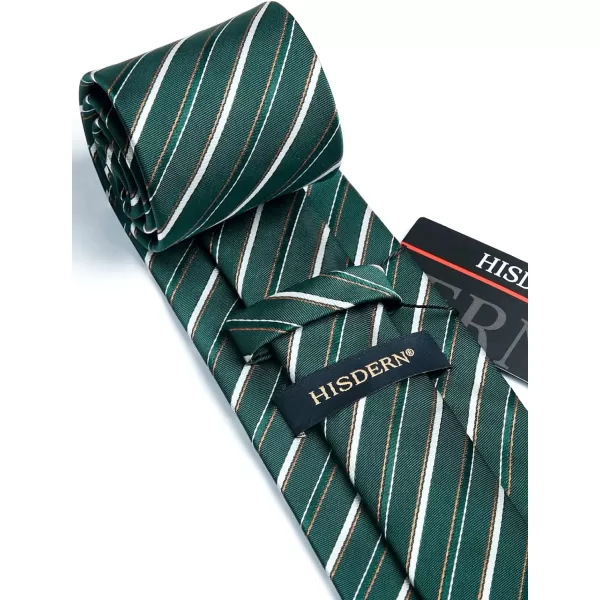 HISDERN Mens Tie Striped Ties and Handkerchief Set Business Formal Woven Pocket Square Wedding College Stripe Necktie